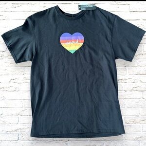 NWT The Phluid Project Mens Proud Black Crewneck Tee Graphic T-Shirt Pride Large
